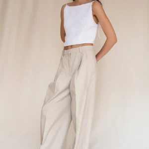 Open Back Top, Hand Knit Boatneck, Low Back Knit Tank, Backless Blouse, Adjustable Ties, Summer Cotton Top — The Sleek Knit Top