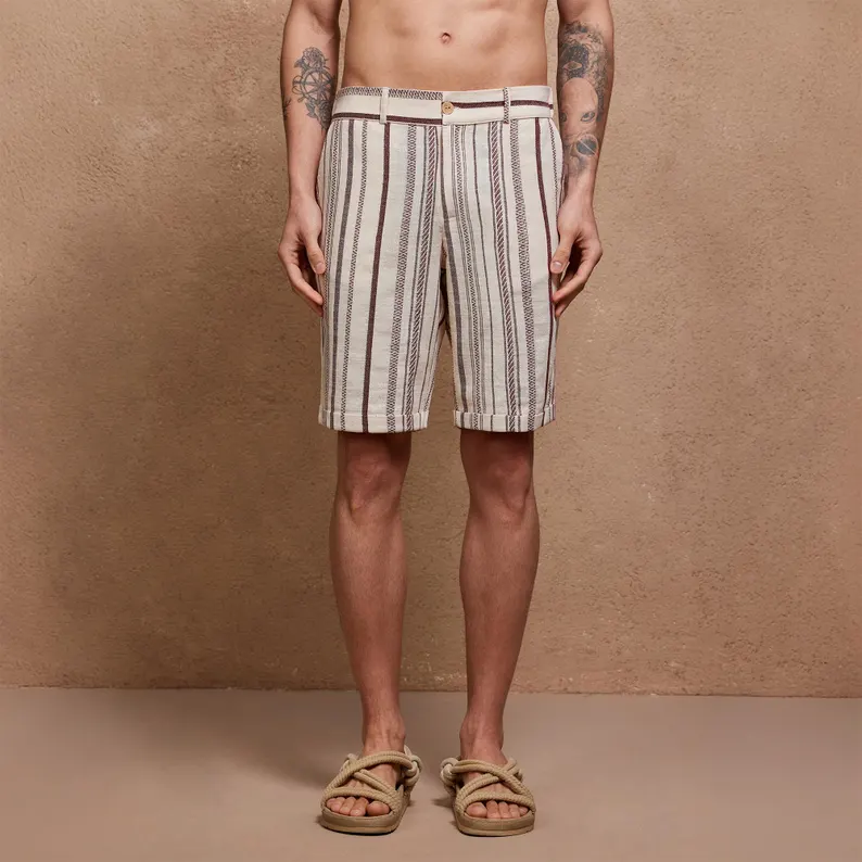 Men's Rustic Linen Shirt and Shorts Set | Two Piece Summer Outfit | Breathable Beachwear | Casual Resort Wear | Marine Linen Set - Image 4