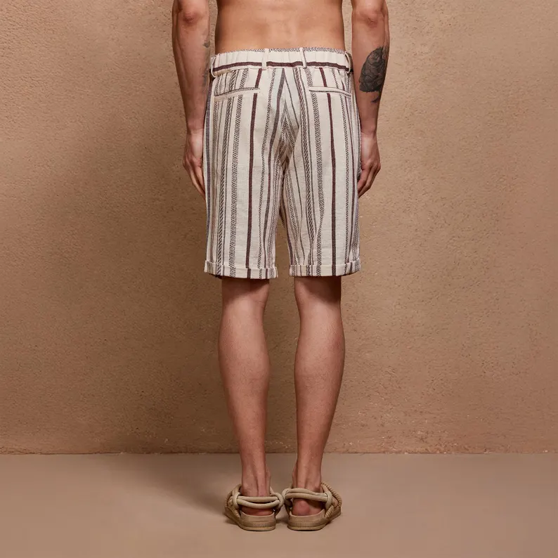 Men's Rustic Linen Shirt and Shorts Set | Two Piece Summer Outfit | Breathable Beachwear | Casual Resort Wear | Marine Linen Set - Image 2