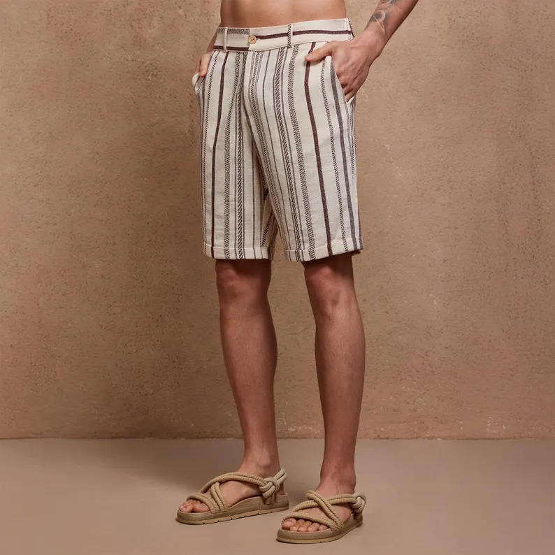 Men's Rustic Linen Shirt and Shorts Set | Two Piece Summer Outfit | Breathable Beachwear | Casual Resort Wear | Marine Linen Set - Image 3